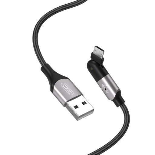 XO NB176 micro USB datový kabel (Černá) – 1.2 m, 2.4A, 180°-ban otočný fej