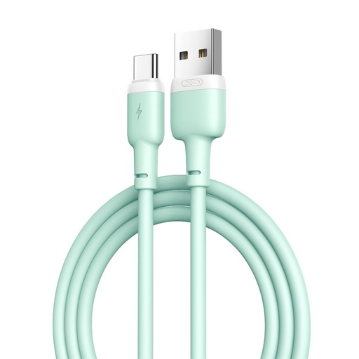XO NB208 USB-C datový kabel (Zelená) – měkký silikonový potah