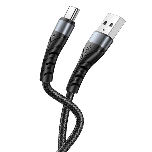 XO NB209 USB-C datový kabel (Černá) – pletený potah, hliník pouzdro, 1 m