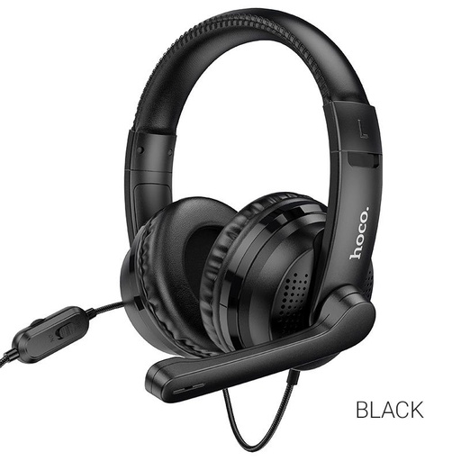 Hoco W103 drátový sluchátka všesměrový s mikrofonem, 3,5 mm-es s konektorem, 1,2 metrový s kabelem, černá