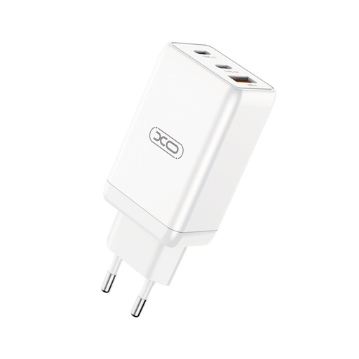 XO CE03 65W GaN rychlonabíječka (Bílá) – USB-C PD 65W + USB-A QC 30W