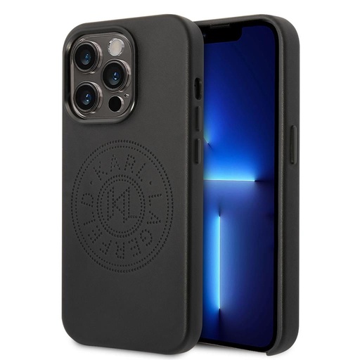 Apple iPhone 14 Pro Max Karl Lagerfeld PU Leather Perforated Logo pouzdro (Černá) – KLHCP14XFWHK