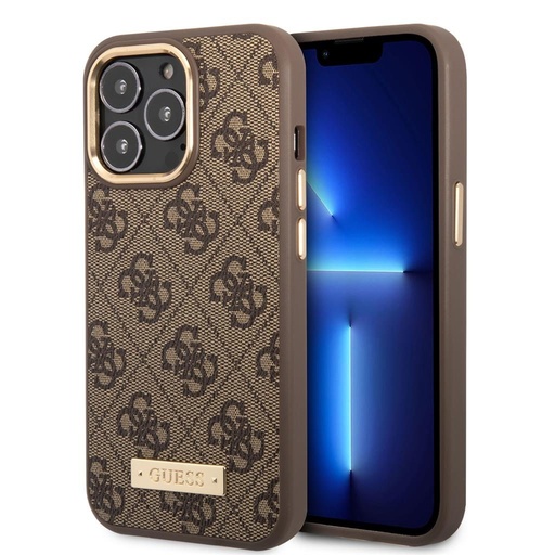 Apple iPhone 13 Pro Guess PU 4G MagSafe pouzdro (Hnědá) - GUHMP13LU4GPRW