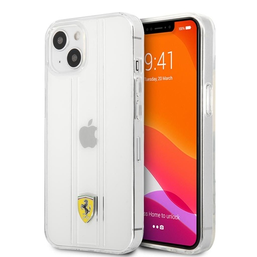 Apple iPhone 13 Ferrari 3D stripes prémiový zadní kryt (Průhledný) - FES3SHCP13MTR