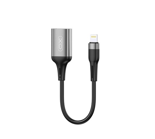 XO NB201 lightning adapter Lightning-USB-A adaptér, 150mm-es s délkou kabelu, černá