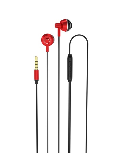 XO EP34 drátový sluchátka, s mikrofonem, 3,5mm Jack s konektorem, černá - červená