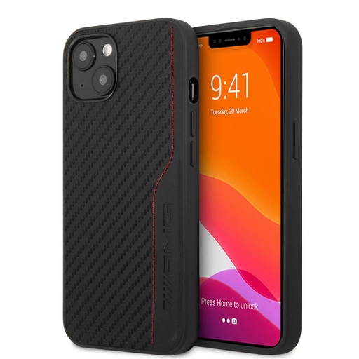 Apple iPhone 13 Mini AMG karbon vzorovaný silikonový zadní kryt (Černá) - AMHCP13SDEBK