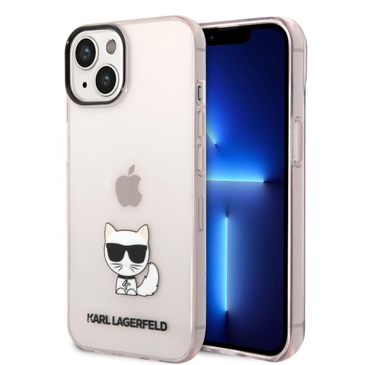 Apple iPhone 14 Plus (Růžová) Karl Lagerfeld Choupette Logo pouzdro - KLHCP14MCTTRI