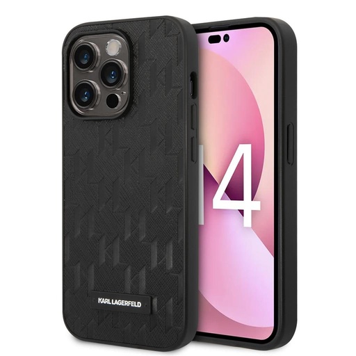 Apple iPhone 14 Pro Karl Lagerfeld Saffiano Monogram pouzdro (Černá) – KLHCP14LSAKLHPK