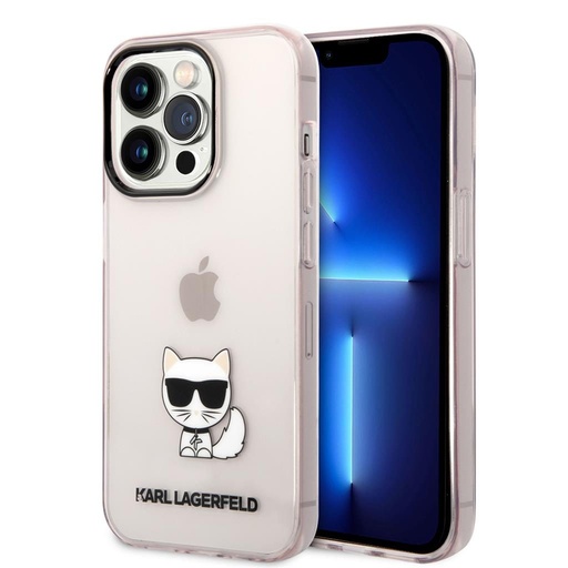 Apple iPhone 14 Pro Max (Růžová) Karl Lagerfeld Choupette Logo pouzdro - KLHCP14XCTTRI