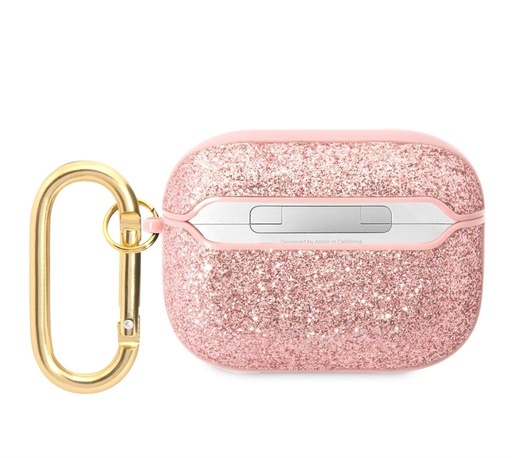 AirPods Pro Guess Glitter Flakes Metal Logo pouzdro (Růžová) - GUAPHGGSHP
