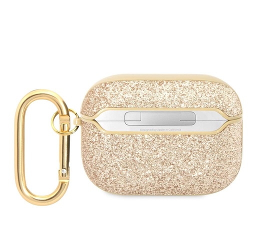 AirPods Pro Guess Glitter Flakes Metal Logo pouzdro (Zlatá) - GUAPHGGSHD