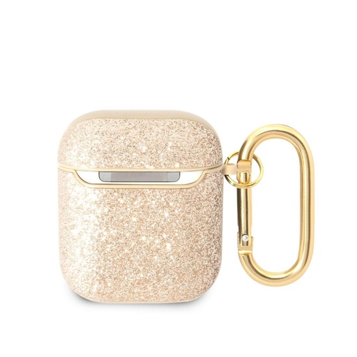 AirPods 1/2 Guess Glitter Flakes Metal Logo pouzdro (Zlatá) - GUA2HGGSHD