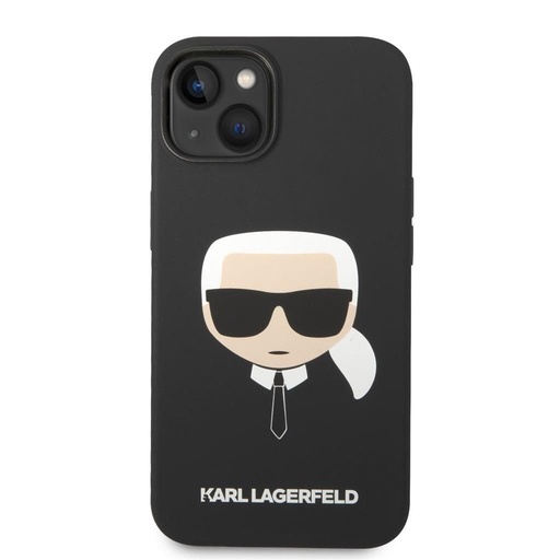 Apple iPhone 14 Karl Lagerfeld MagSafe Compatible Liquid Silicone Karl Head pouzdro (Černá) – KLHMP14SSLKHBK