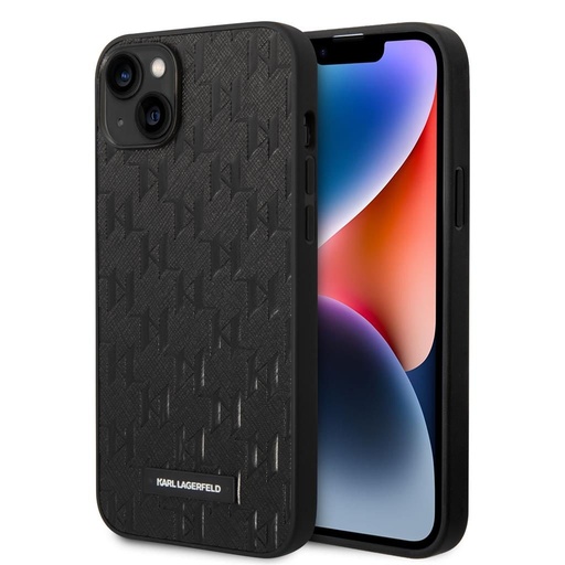 Apple iPhone 14 Plus Karl Lagerfeld Saffiano Monogram pouzdro (Černá) – KLHCP14MSAKLHPK