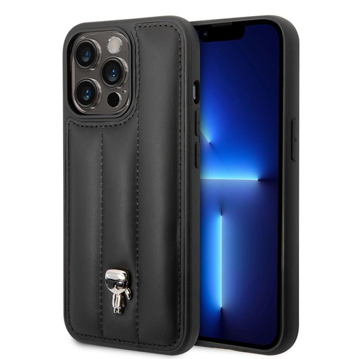 Apple iPhone 14 Pro Karl Lagerfeld Quilted Puffy Ikonický Logo pouzdro (Černá) – KLHCP14LPSQPK
