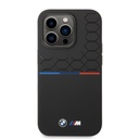 Apple iPhone 14 Pro BMW M Liquid Silicone tok – Tricolor (Fekete) - BMHCP14L22SMPK