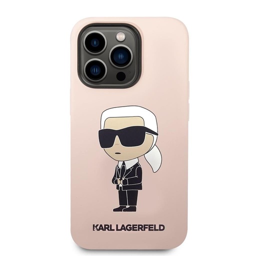 Apple iPhone 14 Pro Max Karl Lagerfeld Liquid Silicone Ikonický NFT pouzdro (Růžová) – KLHCP14XSNIKBCP