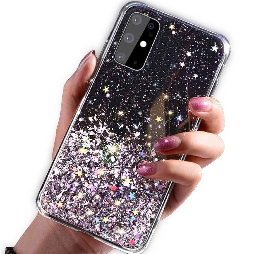 Apple iPhone 14 Plus glue glitter hátlap tok (Fekete)