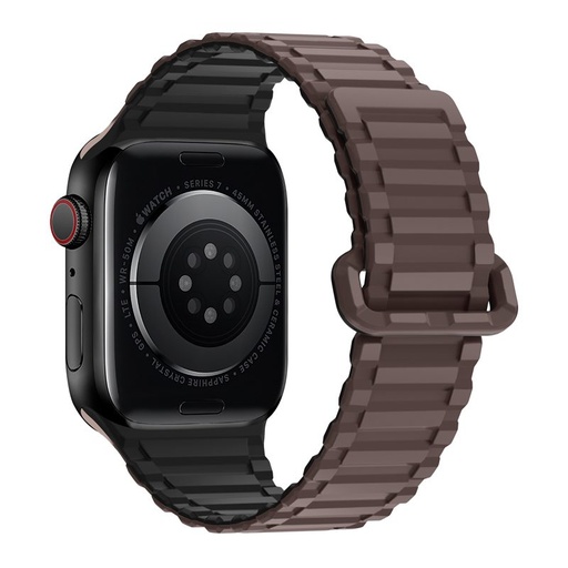 Apple Watch 42 / 44 / 45 / 49 mm Hoco WA06 flexibilní magnetický silikonový řemínek kávová černá