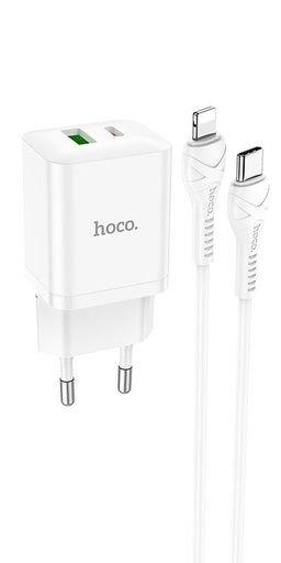 Hoco N28 síťový rychlonabíječka (QC + PD konektor), PD lightning kabel, bílá