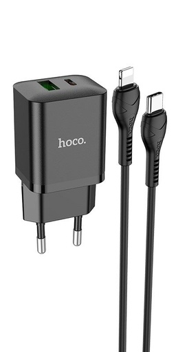 Hoco N28 síťový rychlonabíječka (QC + PD konektor), PD lightning kabel, černá