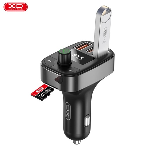 XO BCC06 FM transmitter USB-C 25W+USB-A 25W=50W MP3+TF card, černá