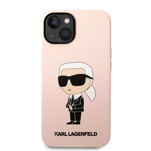 Apple iPhone 14 Karl Lagerfeld Liquid Silicone Ikonický NFT pouzdro (Růžová) – KLHCP14SSNIKBCP