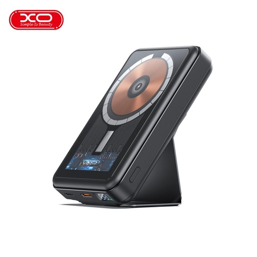 XO PR202 power bank 10000 mAh (Černá) – magnetický, bezdrátový rychlé nabíjení 15W, PD 20W, průhledný provedení