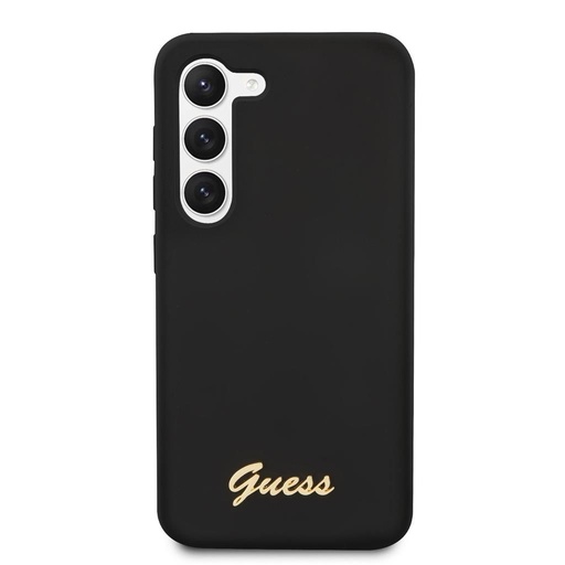 Samsung Galaxy S23+ Guess Liquid Silicone Metal Logo pouzdro (Černá) - GUHCS23MSLSMK
