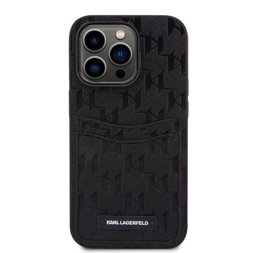 Apple iPhone 14 Pro Karl Lagerfeld Saffiano Monogram Card Slot pouzdro (Černá) – KLHCP14LSAKLHPPK