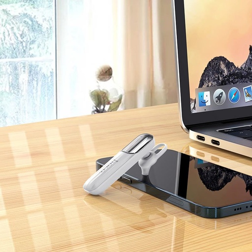 Hoco E57 bluetooth headset, BT V5.0, bílá
