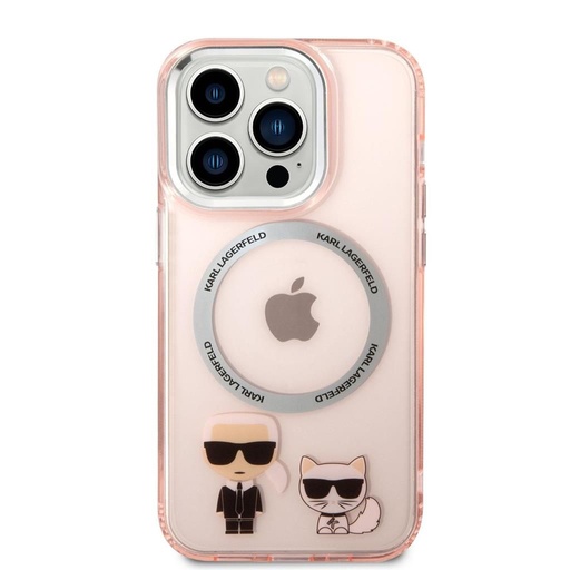 Apple iPhone 14 Pro Karl Lagerfeld MagSafe Compatible Karl and Choupette pouzdro (Růžová) – KLHMP14LHKCP