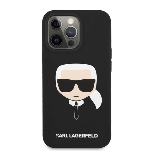 Apple iPhone 13 Pro Max Karl Lagerfeld MagSafe Compatible Liquid Silicone Karl Head pouzdro (Černá) – KLHMP13XSLKHBK