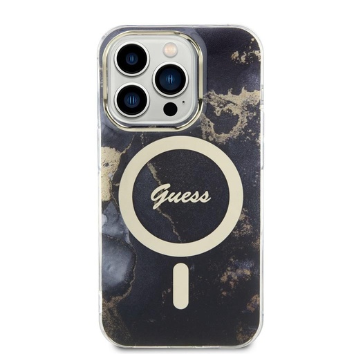 Apple iPhone 14 Pro Guess Marble IML MagSafe pouzdro (Černá) - GUHMP14LHTMRSK