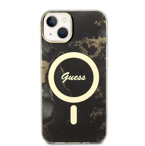 Apple iPhone 14 Guess Marble IML MagSafe pouzdro (Černá) - GUHMP14SHTMRSK