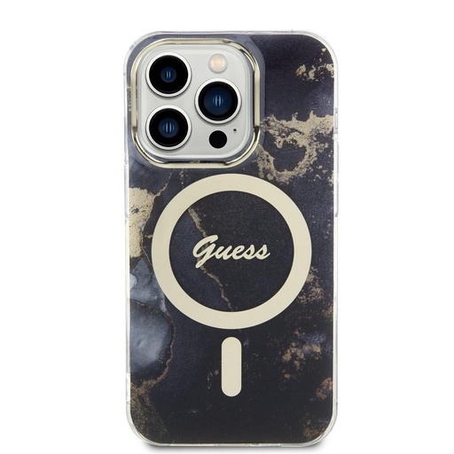Apple iPhone 13 Pro Guess Marble IML MagSafe pouzdro (Černá) - GUHMP13LHTMRSK