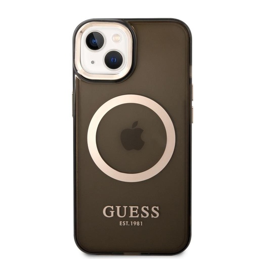 Apple iPhone 14 Plus Guess Translucent MagSafe kompatibilní pouzdro (Černá) – GUHMP14MHTCMK