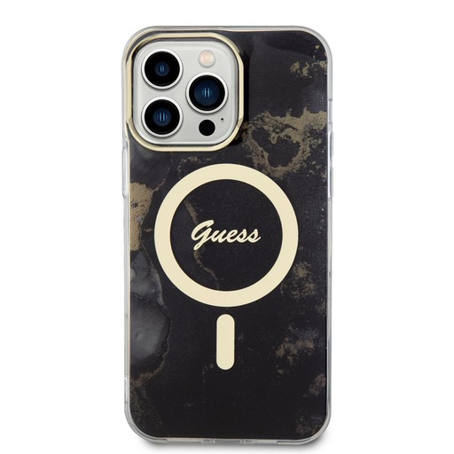 Apple iPhone 14 Pro Max Guess Marble IML MagSafe pouzdro (Černá) - GUHMP14XHTMRSK