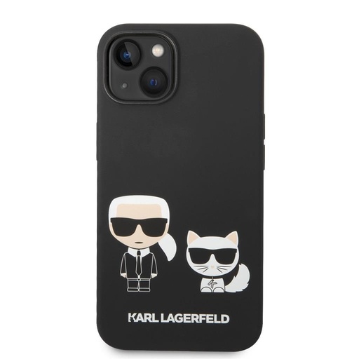Apple iPhone 14 Plus Karl Lagerfeld & Choupette tekutý silikonové pouzdro (Černá) – KLHCP14MSSKCK