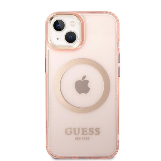 Apple iPhone 14 Plus Guess Translucent MagSafe kompatibilní pouzdro (Růžová) – GUHMP14MHTCMP