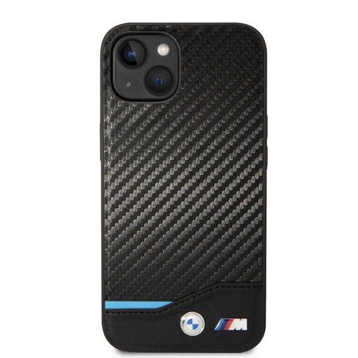 Apple iPhone 14 Plus BMW M PU Carbon pouzdro – Modrá Line (Černá) - BMHCP14M22NBCK