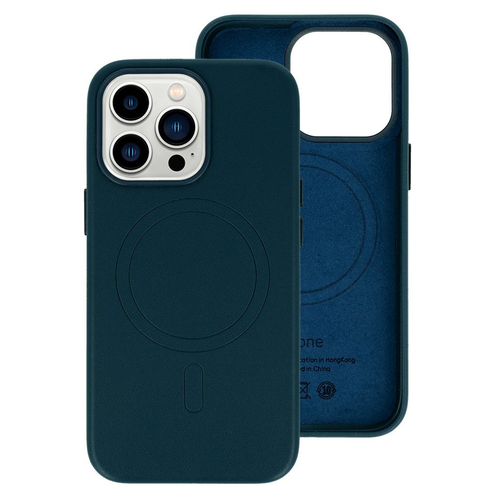 Apple iPhone 13 Pro magsafe leather hátlap tok (Kék)