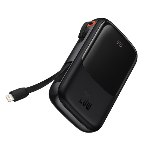 BASEUS QPow powerbank, 10000mAH s kapacitou,20W nabíjecí s výkonem, lightning s kabelem černá