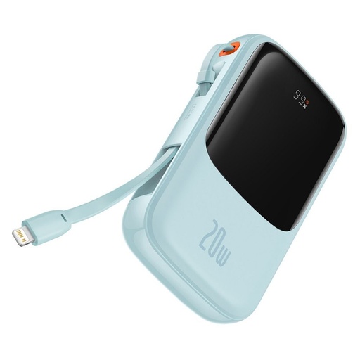 BASEUS QPow powerbank, 10000mAH s kapacitou,20W nabíjecí s výkonem, lightning s kabelem modrá