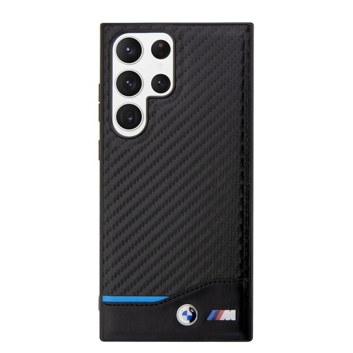 Samsung Galaxy S23 Ultra BMW M PU Carbon pouzdro – Modrá Line (Černá) - BMHCS23L22NBCK
