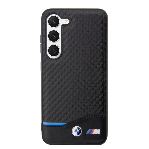 Samsung Galaxy S23 BMW M PU Carbon pouzdro – Modrá Line (Černá) - BMHCS23S22NBCK