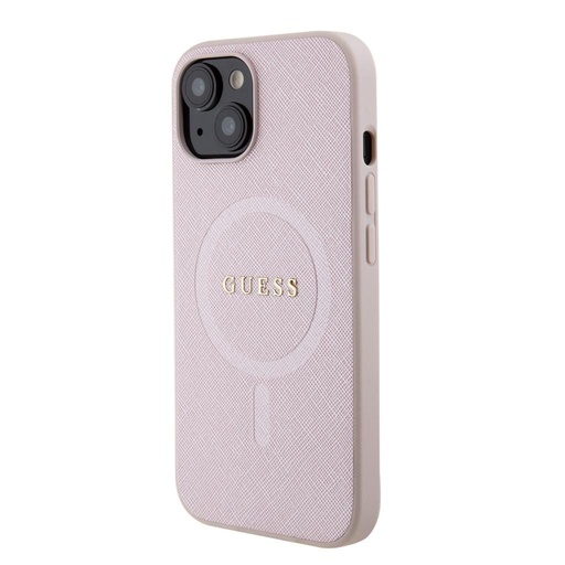 Apple iPhone 15 Guess PU Saffiano MagSafe pouzdro (Růžová) - GUHMP15SPSAHMCP