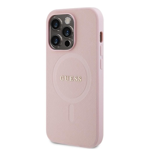 Apple iPhone 15 Pro Guess PU Saffiano MagSafe pouzdro (Růžová) - GUHMP15LPSAHMCP