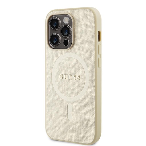 Apple iPhone 15 Pro Guess PU Saffiano MagSafe pouzdro (Béžová) - GUHMP15LPSAHMCB